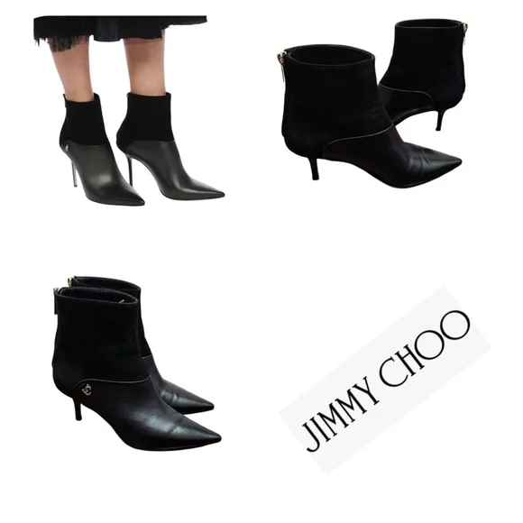 Jimmy Choo Black Suede/LeatherAnkle Booties Women's Size EU 34.5/US 4.5